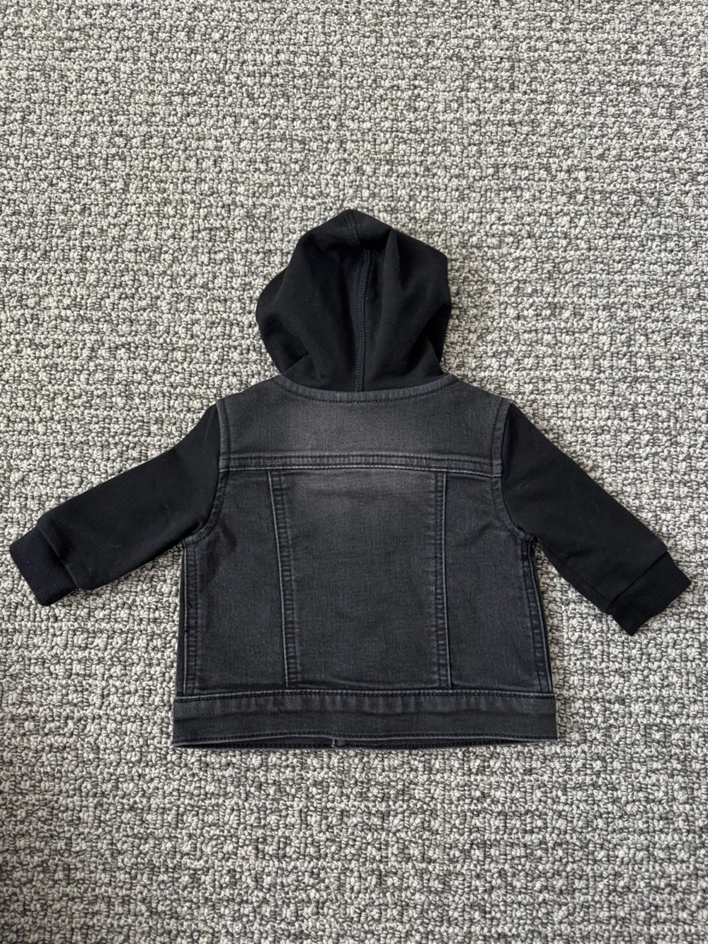 First Impressions Black Hooded Denim Baby Jacket